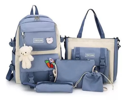 Bolso Oso 5 Pzs Kawaii Moral Maleta